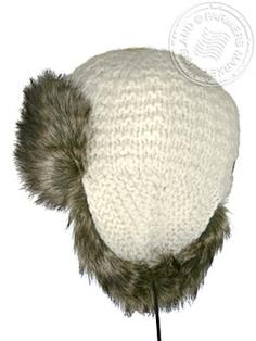 Thufa - Icelandic wool - cotton lining, faux fur hand knitted 3