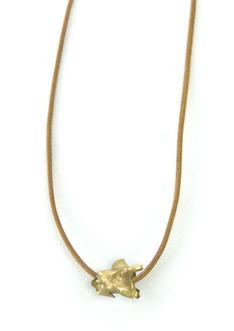 14k gold single vertebrae on leather with 14k gold caudal vertebrae closure 1