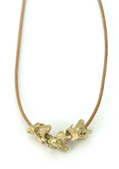 14k gold double vertebrae on leather with 14k gold caudal vertebrae closure 1