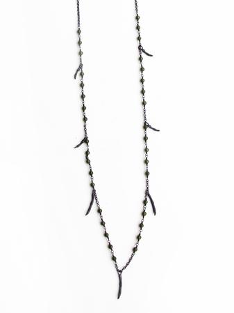 Hand made jade &oxidized silver chain